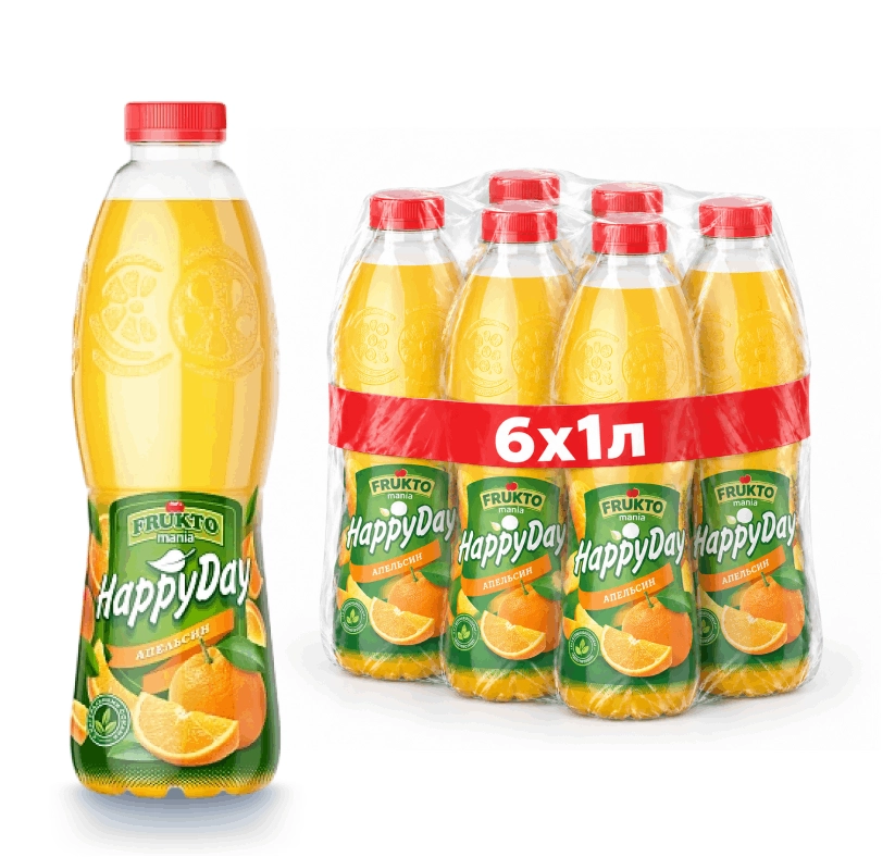 Сокосодержащий напиток Fruktomania Happy day Апельсин 1 литр, 6 шт