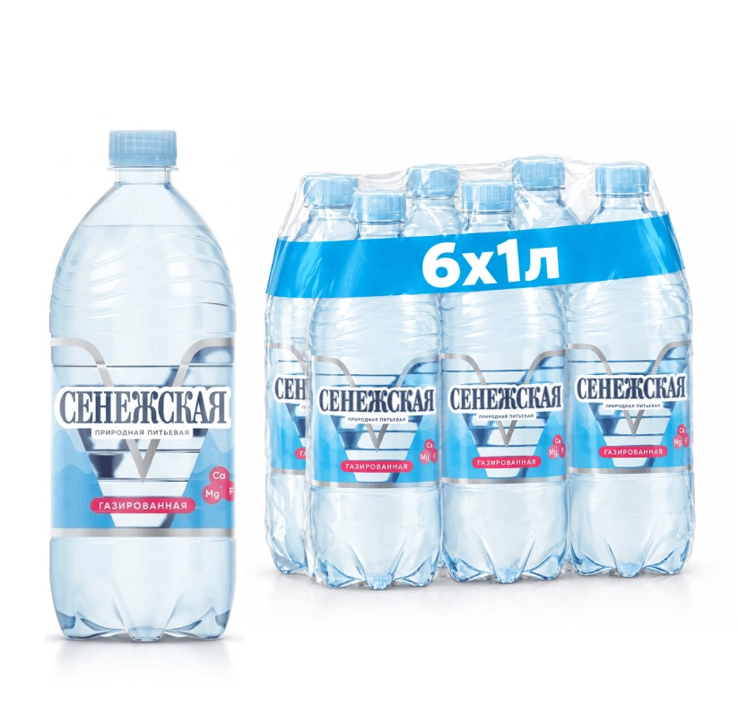 Вода питьевая Сенежская Газированная 1 литр, 6 шт от магазина Vitarel
